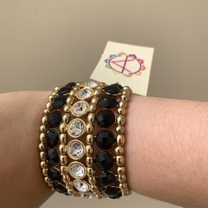 Amrita Singh Wainscott cuff stretch bracelet gold and black